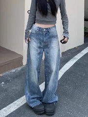 Lunivop Y2k 2000s Vintage Baggy Jeans Woman Korean Fashion Harajuku Denim Pants Streetwear Casual Gyaru Trousers American Retro