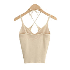 Lunivop Summer 2 ways wear Camis Women Cross Lace-up Bandage Tank Tops Retro Corset Cool Girl Sexy Slim Knitted Crop Top Tees