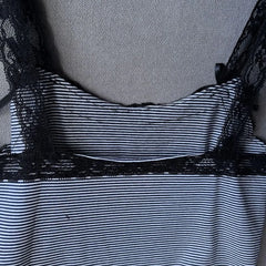 Lunivop Sexy New Pure Desire Flower Sling Vest Spice Girls Stripe Lace American Tanks Slim Short Sleeveless Print Star Y2K Tees