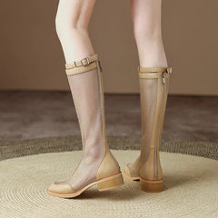 Lunivop Zapatos mujer Long Boots Mesh Breathable Summer Shoes Women Retro Sexy Hollow Botas New Trend Outdoor Dress Ladies