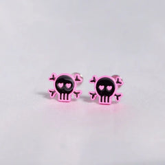 Lunivop Skull Pink Black Lip Studs Labret Rings Earrings Titanium Steel Sweet and Cool Babes Lip Piercing Jewelry
