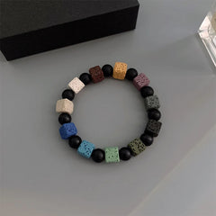 Lunivop New Trendy Personality Black Eight Dice Beaded Bracelet for Women Niche Design Volcano Stone Bracelet Elegant Cool Party Jewelry