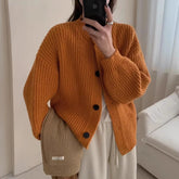 Lunivop Button Down Crew Neck Cardigan Sweater for Women Long Sleeve Cozy Plain Cardigan Soft Knitwear Autumn Winter Casual Chic Outfit