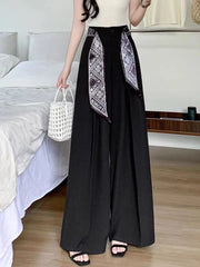 Lunivop Chic Lace Up Suit Wide Leg Pant Women Elegant Loose High Waist Bow Trousers Korean Fashion Female Casual Sweet Pants New