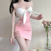 Lunivop Sexy Color Block Strapless Bodycon Dress Pure Desire Waist Cinching Short Skirt Korean Style Casual Breathable Summer Dress
