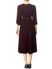 Lunivop Elegant Women's Long Solid Round Neck Chains Hollow Out Dresses Slim High Waist Patchwork Dress Autumn 2025 New