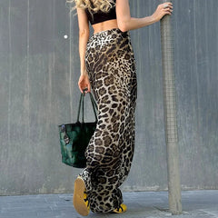 Lunivop Leopard Maxi Skirt for Women Fashion Vintage Zipper High Waist Slim Skirts Autumn Winter Casual Chic Beach Holiday Skirt 2024