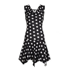 Lunivop French Luxury Sweet Dress Women Slim Polka Dot Cowl Neck Backless Tie Sleeveless Irregular Mini Dress Korean Y2K Fashion Clothes
