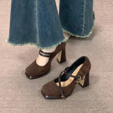 Lunivop Women's New Summer Retro High Heels Shoes Thick Heel Comfortable Shoes Waterproof Platform Short Women Club Mary Jane Shoes Pump