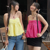 Lunivop Strapless Ruched Pleated Women'S Tops Tshirt 2024 Casual Clothes Summer Fashion Streetwear Wholeale Korean Girls