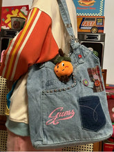 Lunivop Harajuku Denim Tote Bag Women Hot Girls Pocket Chic Large Capacity Casual Handbag Female Vintage Y2k Handbag Aesthetic