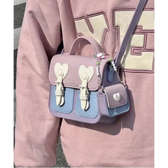 Lunivop Harajuku Purple Messenger Bag Women Sweet Cool Leather Square Crossbody Bags Ladies Hot Girls Cute Y2k Bag Aesthetic