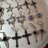 Lunivop Goth Punk Vintage Aesthetic Irregular Heart Cross Moonlight Stone Sun Pendant Earrings Women Men Grunge Y2K Jewelry Accessories