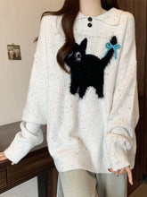 Lunivop Cute Cartoon Bow Sweaters Women Loose Vintage Long Sleeve Kawaii Knitted Jumper Japan Casual Preppy Style Retro Pullovers