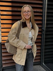 Lunivop Casual Lapel Single-Breasted Women's Jackets Loose Long Sleeved Coats For Woman 2024 Autumn Winter Chic Female Outerwear Tops