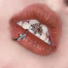 Lunivop Spider Web Tongue Stud Stainless Steel Street Hot Girls Black Tontue Piercing Ring Punk Earring Studs Body Piercing Accessories