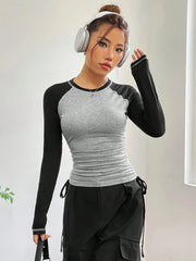 Lunivop Women Long Sleeve Slim Fit T Shirts Holiday Party Crop Top Y2k Long Sleeve Korean Harajuku Kpop Graphic Patchwork Tee