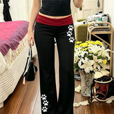 Lunivop Women's Pants Black Flare Trousers Y2K Vintage Fashion Casual Streetwear Cute Sweet Cartoon Aesthetics American Style Harajuku