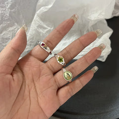 Lunivop Fashion Punk Gemstone Irregular Metal Ring for Women Men Personality Design Crystal Opening Adjustable Finger Rings Gift