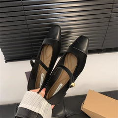 Lunivop Spring New Women Flat Shoes Fashion Red Ladies Shallow Slip on Mary Jane Shoes Female Square Toe Shoes Outdoor Ballerinas