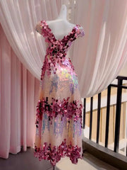 Lunivop Color Block Mesh Sequin Design Long Dresses For Women V Neck Short Sleeve Elegant Dress Female Summer 2025 New