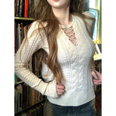 Lunivop Sexy Y2k Women Beige Sweaters Hollow Out Black Knitwears Fairycore Korean Fashion Vintage Red Aesthetic Slim Fit Jumper