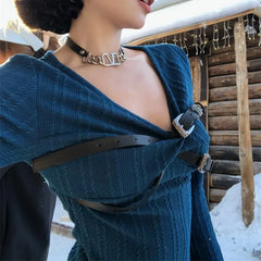 Lunivop High Street Fashion Pleated Belt Casual Long Sleeve T-shirt Women Spring New V-neck Solid Color All Match Slim Knit Tops