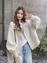 Lunivop Korean Sweet Chic Jacket Women Loose Fall Long Sleeve Elegant Short Coat Fashion Plaid Patchwork Preppy Style Cute Outwear Tops