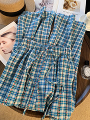 Lunivop Floral Sweet Plaid Pant Women Vintage Loose High Waist Casual Straight Trousers Summer Retro Korean Female Wide Leg Pants