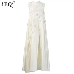 Lunivop Elegant Beautiful Women Dress 3D Floral Embroidered Flares Design Loose Sleeveless Summer Dresses
