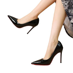 Lunivop Autumn Black Patent Leather Pointed Toe Red Rubber Sole Women's High Heels Party Shoes Sexy Women's Dress Stilettos