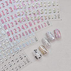 Lunivop 1 piece 5D punk goth rock hot stamping nail stickers high quality rose gold silver number letters love design nail art stickers