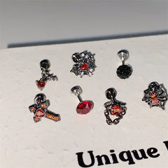 Lunivop 1 PCS New Fashion Gothic Style Zircon Crystal Ear Bone Nail 316L Medical Black Titanium Steel Earrings for Women Y2K Punk Jewelr