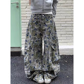 Lunivop Green Graffiti Jeans Women Y2K Vintage High Waisted Jeans Straight Streetwear Casual Loose Large Size Wide Leg Denim Pants