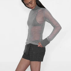 Lunivop Solid High Street French Office Lady High Neck Base Shirts Y2k Aesthetic Harajuku Sexy Popular Tops Euramerican Vintage Clothes