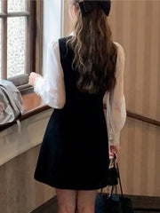 Lunivop Elegant France Velvet Mini Dress Women's Vintage Lace Patchwork Long Sleeve Slim Vestidos Autumn Winter Birthday Party Dresses