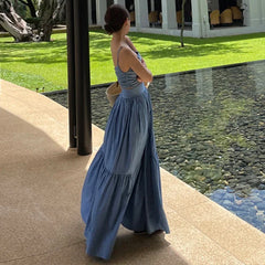 Lunivop Summer New Korean Fashion Pleated Backless Sexy Slim Camisole Women + Solid Color Casual A-line Skirt Two-piece Suit