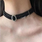 Lunivop Multi-Layer Black Imitation Pearl Necklace Bead Chain Punk Ladies Wedding Short Clavicle Necklac Girl Charm Banquet Jewelry