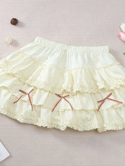 Lunivop Cute Bow Mini Skirt Women Sweet Fashion High Waist Japan A Line Skirts Casual Chic Summer Female Kawaii Cake Skirt New