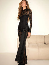 Lunivop Long Sleeve See Through Lace Wrap Women Maxi Dress Backless Bandage Evening Dress Female Skinny Elegant Party Clubwear