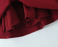 Lunivop Sexy Dark Red Pleated Ruched Halter Dress Women Deep V neck Slim Low Waist Swing Ball Gown Short Dresses Robe Vestidos