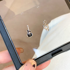 Lunivop 1pcs Musical Note Guitar Drip Glaze Stainless Steel Ear Bone Nail Y2K Silver Color Small Earrings for Women Cool Girl Jewelry