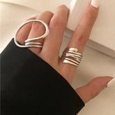 Lunivop 2Pcs/Set Fashion Simple Asymmetric Geometric Line Opening Ring for Women Niche Design Hiphop Party Jewelry Gifts