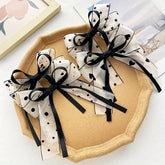 Lunivop 4-piece women satin long ribbon hair clip set, printed bow hair clip, frosted surface, fashionable and elegant hair accessories,
