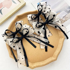 Lunivop 4-piece women satin long ribbon hair clip set, printed bow hair clip, frosted surface, fashionable and elegant hair accessories,