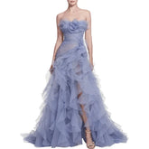 Lunivop Sexy Strapless Backless Evening Dresses A-line Slit Floor-Length Vestidos De Gala for Women Formal Occasion Dresses