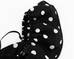 Lunivop Sexy Black White Polka Dot Print Ruffles Off Shoulder Dress Ruched Chest Slim Waist Short Dresses Robe Holiday Femme Vestidos
