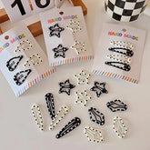 Lunivop Vintage Polka Dot Star Hair Clips Set Japanese Sweet Girlish Heart Geometric Flyaway BB Clips Kids Versatile Hairpins