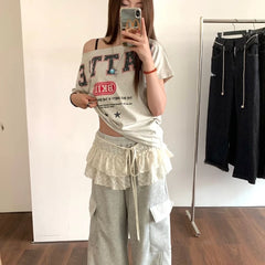 Lunivop Korean Style Mini Skirts Women Harajuku Sweet Lace Up Short Skirts Cute High Waist Y2k Streetwear Black Ruffle Skirt