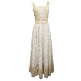 Lunivop 2025 Spring New Strapless Suspender Lace Color Blocked Water-soluble Waist Cinched Mid Length Dress French Women